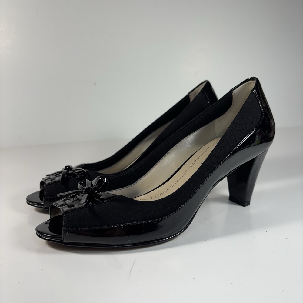 Ellen Tracy Womens‎ Jordan  Black Lace Up Bow Block High Heels Pumps Shoes 7M